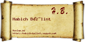 Habich Bálint névjegykártya